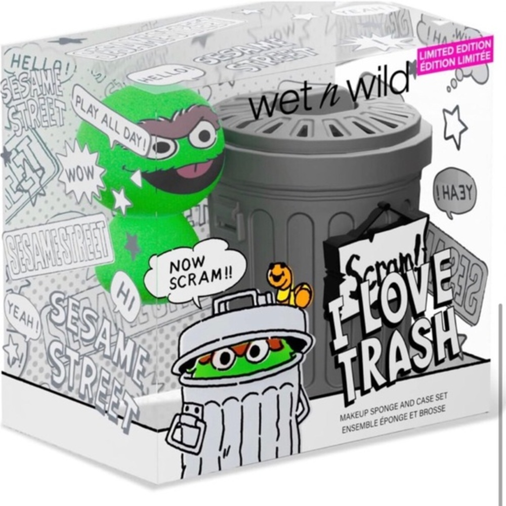 Wet n wild x Sesame Street, I Love Trash Makeup‎ Sponge And Case Set new